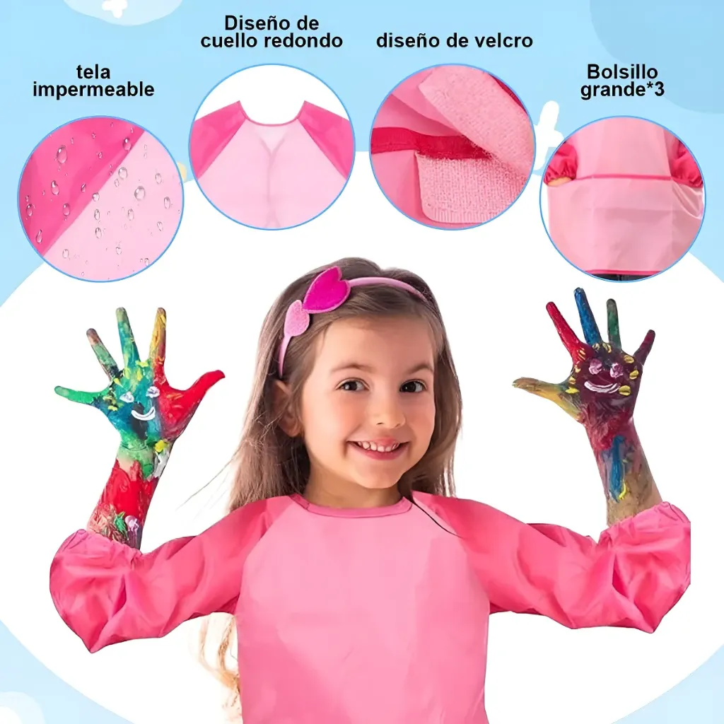 DELANTAL DE ARTE INFANTIL ROSADO