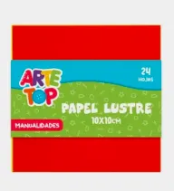 Papel lustre 12 colores surtidos 24 hojas 10x10 Arte Top