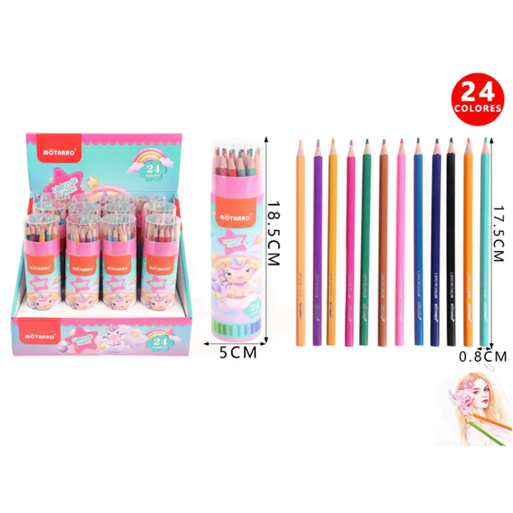 LÁPICES DE COLORES SET 24 PCS 17,5 CM
