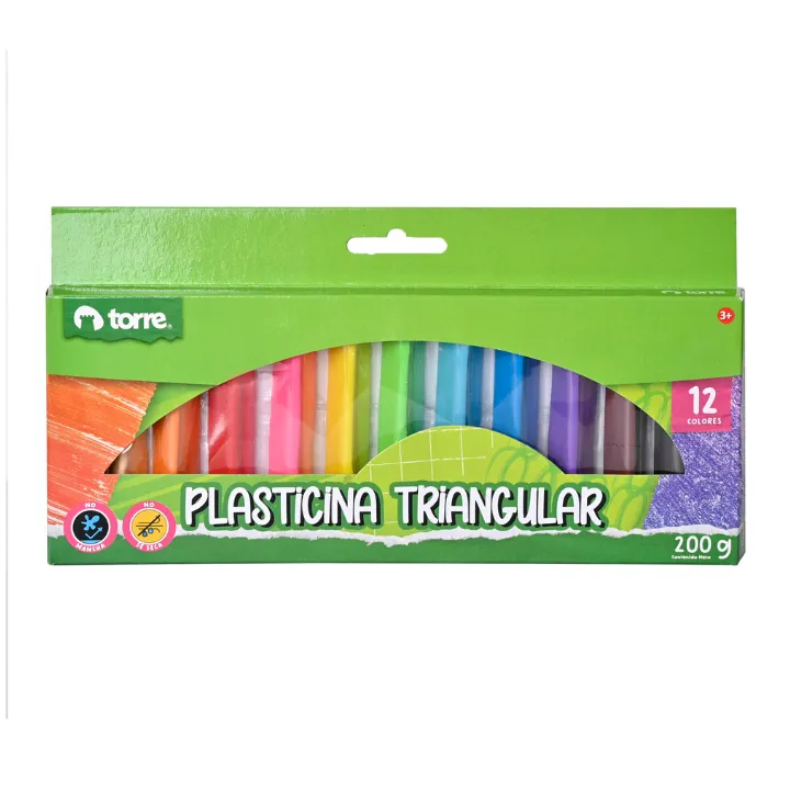 PLASTICINA 12 COLORES TRIANGULAR TORRE