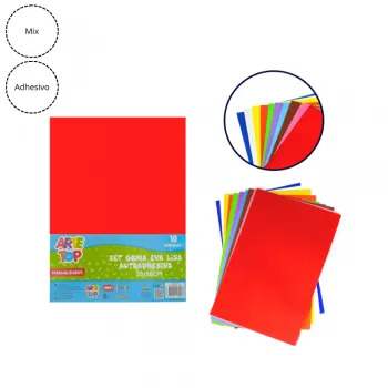 GOMA EVA AUTOADHESIVA 20X30CM 10 COLORES ARTE TOP
