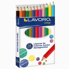LAPICES 12 COLORES JUMBO HEXAGONALES LAVORO