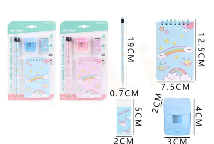 Set de Papeleria arcoiris 5pcs