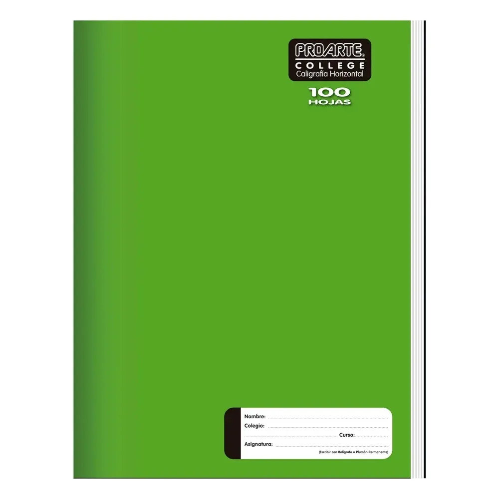 CUADERNO CALIGRAFÍA HORIZONTAL COLLEGE 100 HOJAS PROARTE