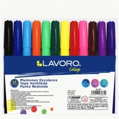 PLUMON ESCOLAR 12 COLORES PUNTA GRUESA LAVORO