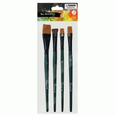 SET PINCELES ARTISTICOS PLANOS 4 PIEZAS LAVORO