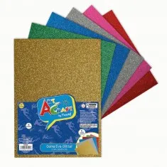 GOMA EVA GLITTER 20X30CM 6 HOJAS COLORES SURTIDOS ART&CRAFT