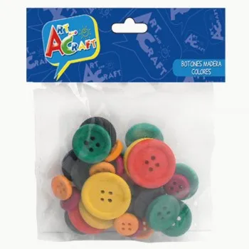 SET BOTONES DE MADERA COLORES 30 UNIDADES ART&CRAFT
