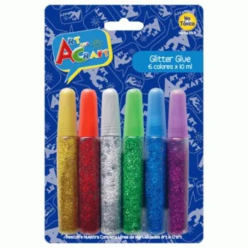 GLITTER GLUE 6 COLORES 10ML ART&CRAFT